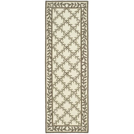Safavieh 2 ft. - 6 in. x 10 ft. Runner- Transitional DuraRug Ivory And Sage Hand Hooked Rug EZC430B-210